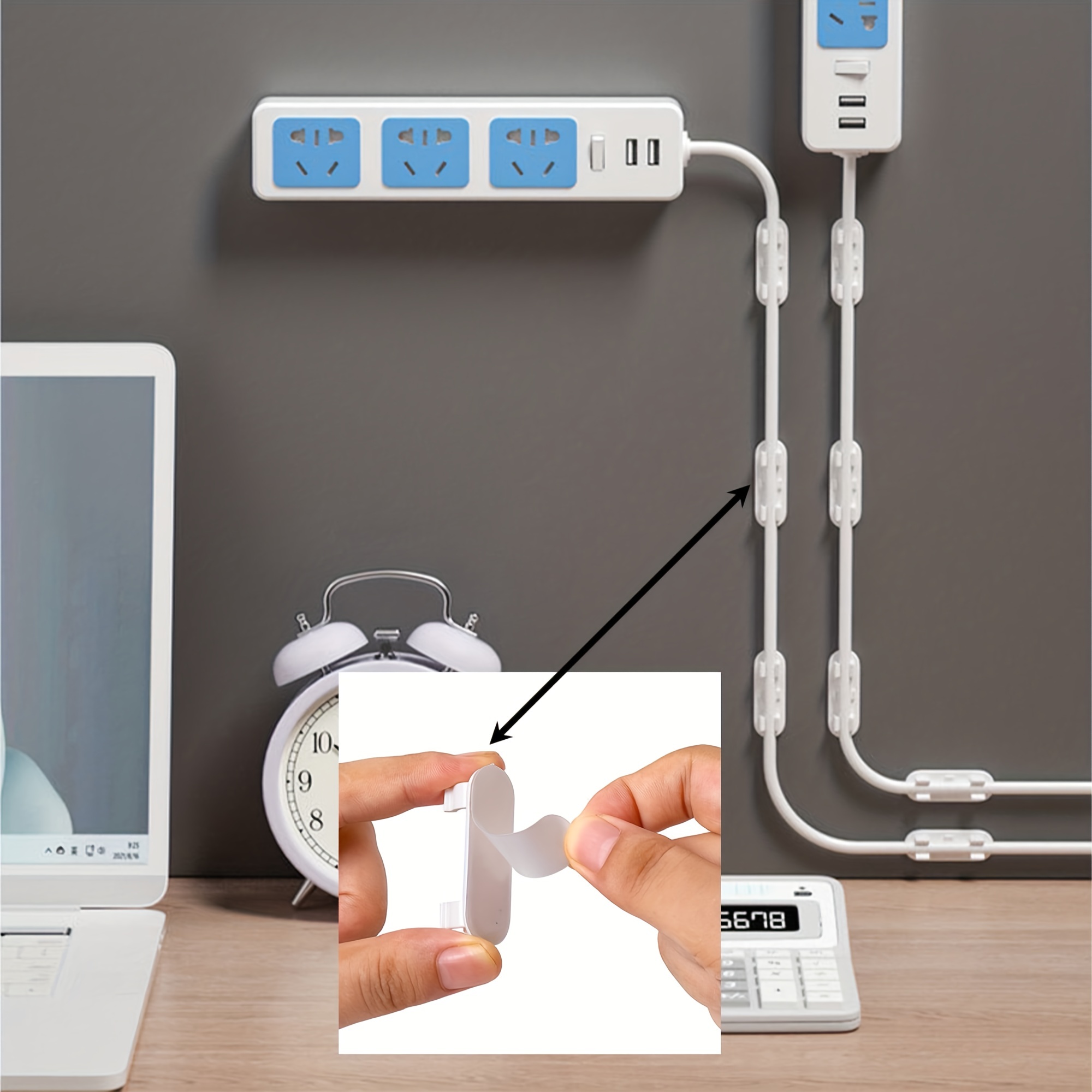 Self-Adhesive Cable Organizer for Wall Routing