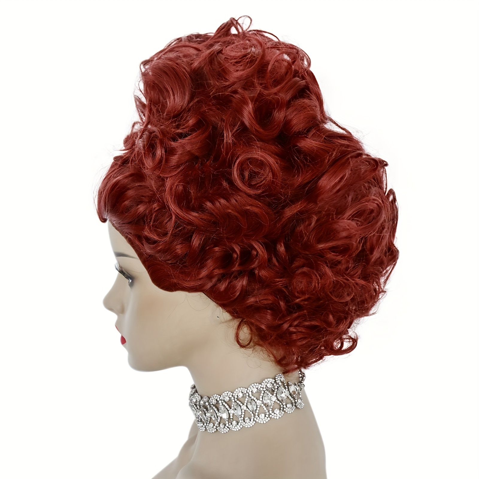 Short red curly costume wig sale