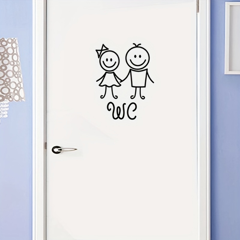 1pc Cartoon Male And Female Wc Wall Stickers, Toilet Bathroom Personality Stickers