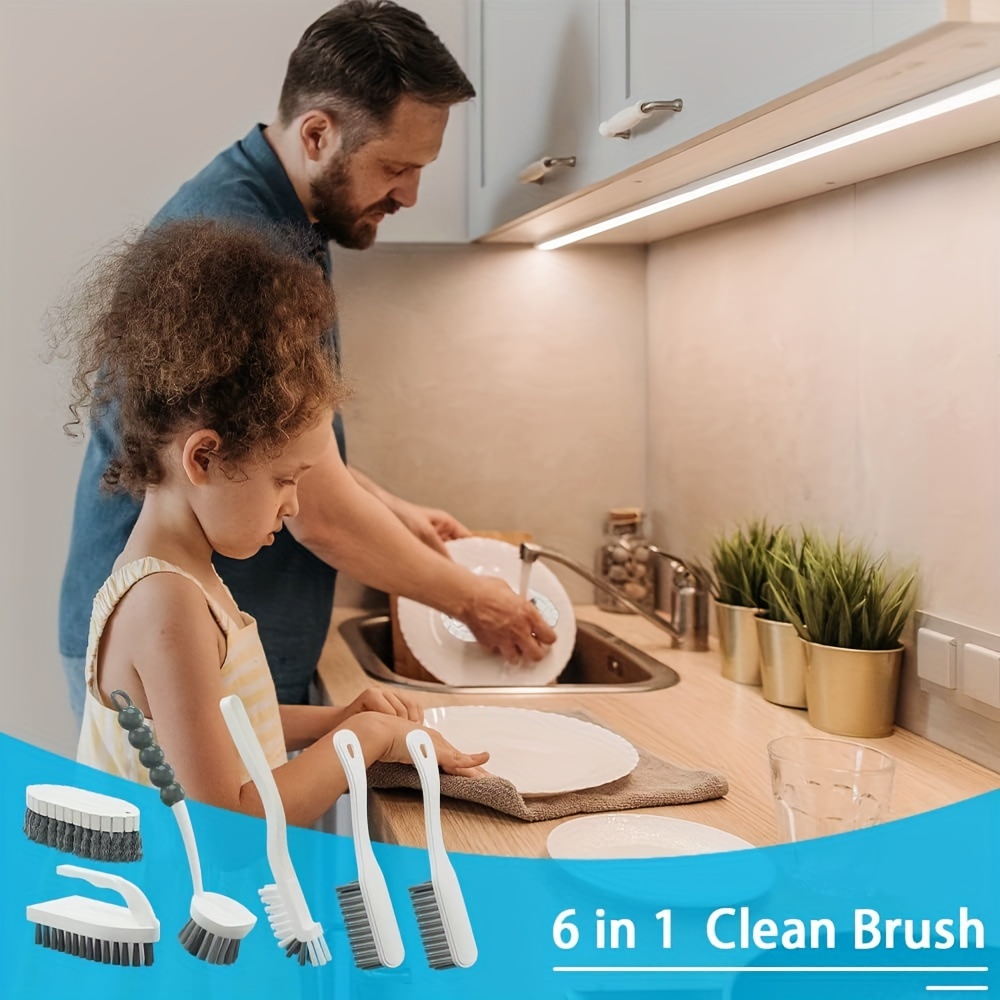 Juego de 4 cepillos de limpieza para uso doméstico, cepillos para limpiar  la esquina del fregadero de la cocina, cepillo pequeño para limpieza
