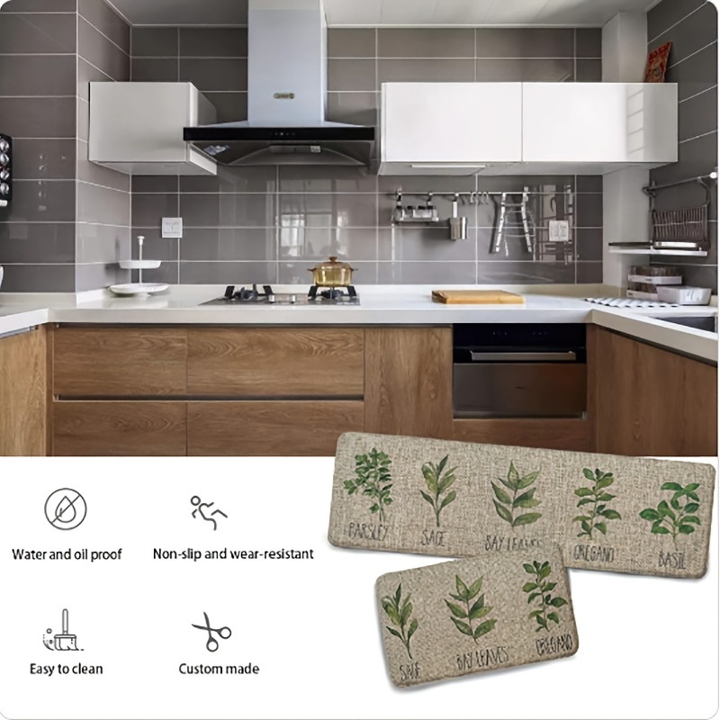 Artoid Mode Parsley Sage Oregano Basil Bay Leaves Decorative Kitchen Mats  Set of 2, Seasonal Holiday Party Low-Profile Floor Mat for Home Kitchen -  17x29 and 17…