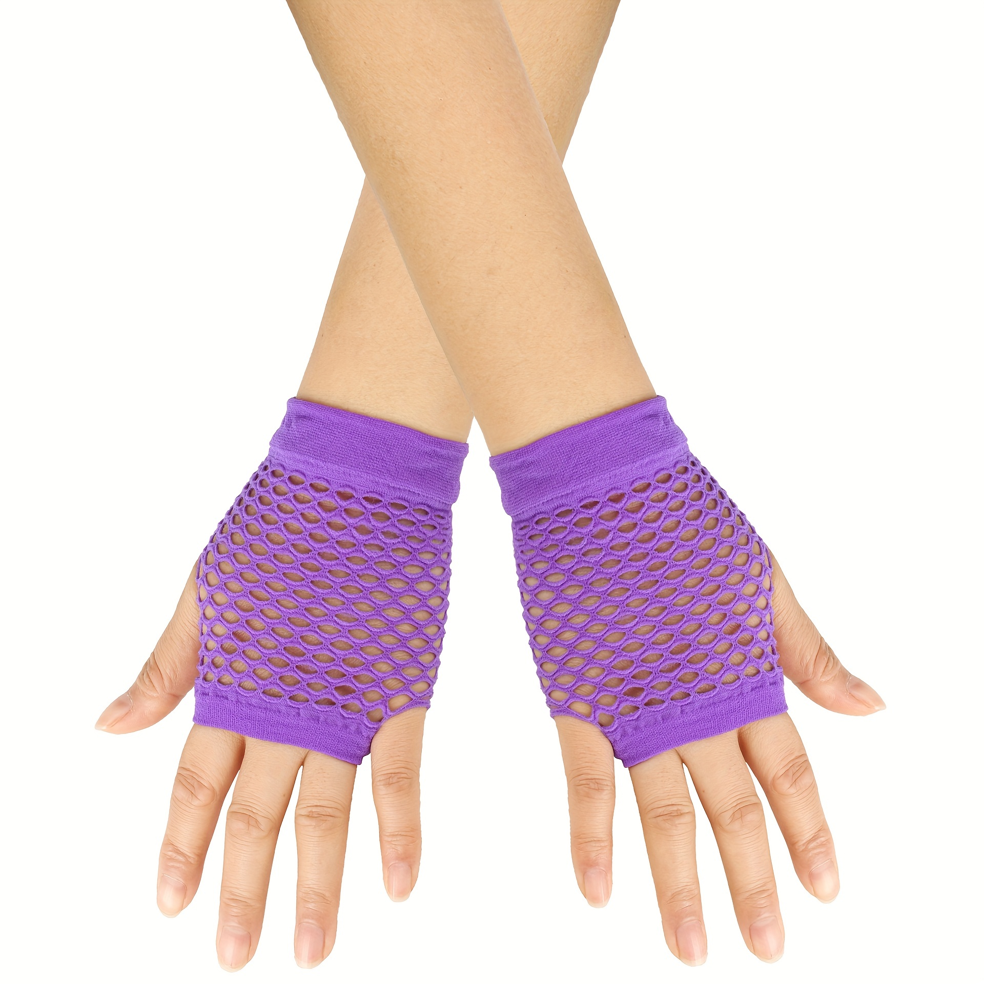 TEMU Gants de pêche courts doigts de couleur unie de haute qualité, gants courts en multicolore noirs pour pêche, fête, soirée, club de danse
