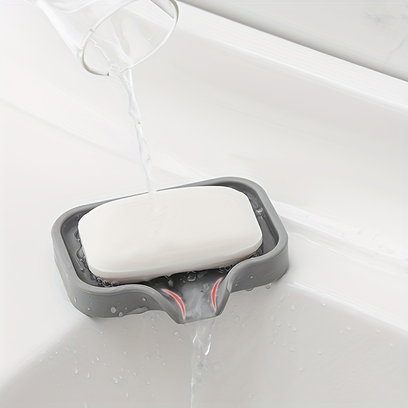 Organize Your Kitchen Sink with This 1pc Silicone Soap Tray, Soap Dispenser,  and Scrubber Brushes! Bathroom Accessories