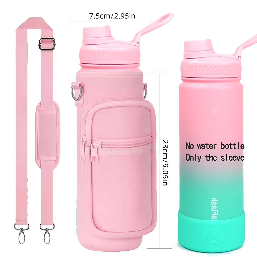 Flaschenhalter mit Handytaschen Verstellbarer Gurt Tragbare Wasserbecher  Hülse Auslaufsichere Sportflasche