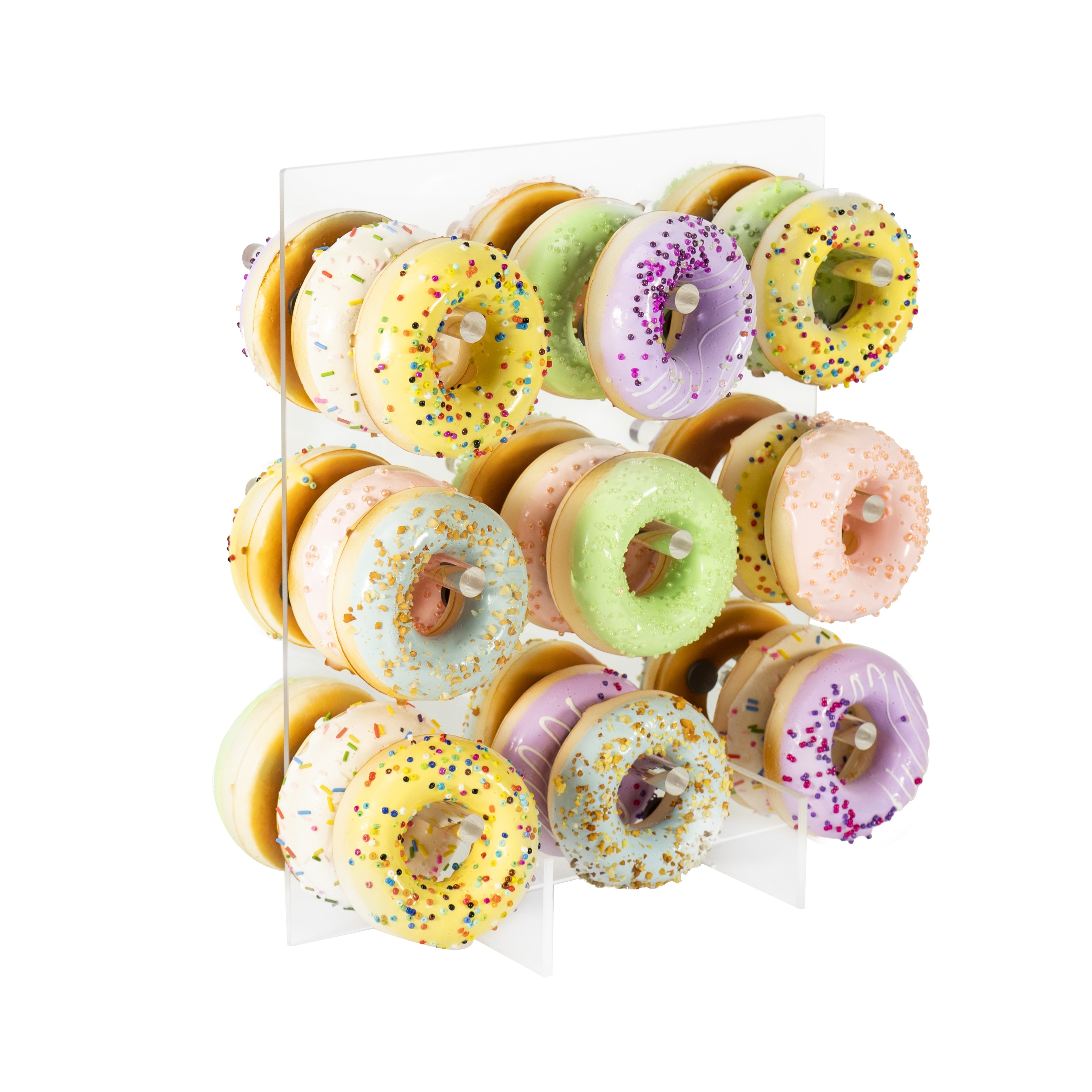 Soporte de donuts Juego de 4 piezas de acrílico, Soporte de bagel  transparente, Soporte de torre de donuts, Mesa de postres, Soporte de  exhibición de donuts