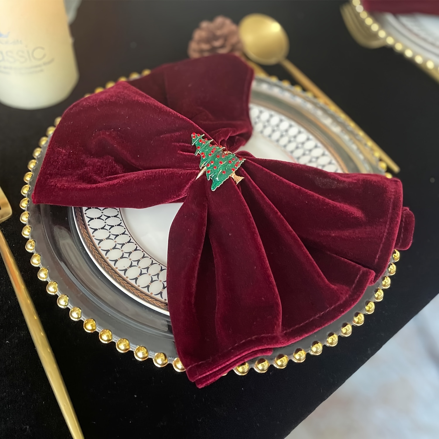 

6pcs, Velvet Napkins, 20 X 20 Inches Soft Dinner Napkin, Weddings Napkin, Table Napkins Suitable For Wedding, Parties, Banquet, Restaurant Decoration