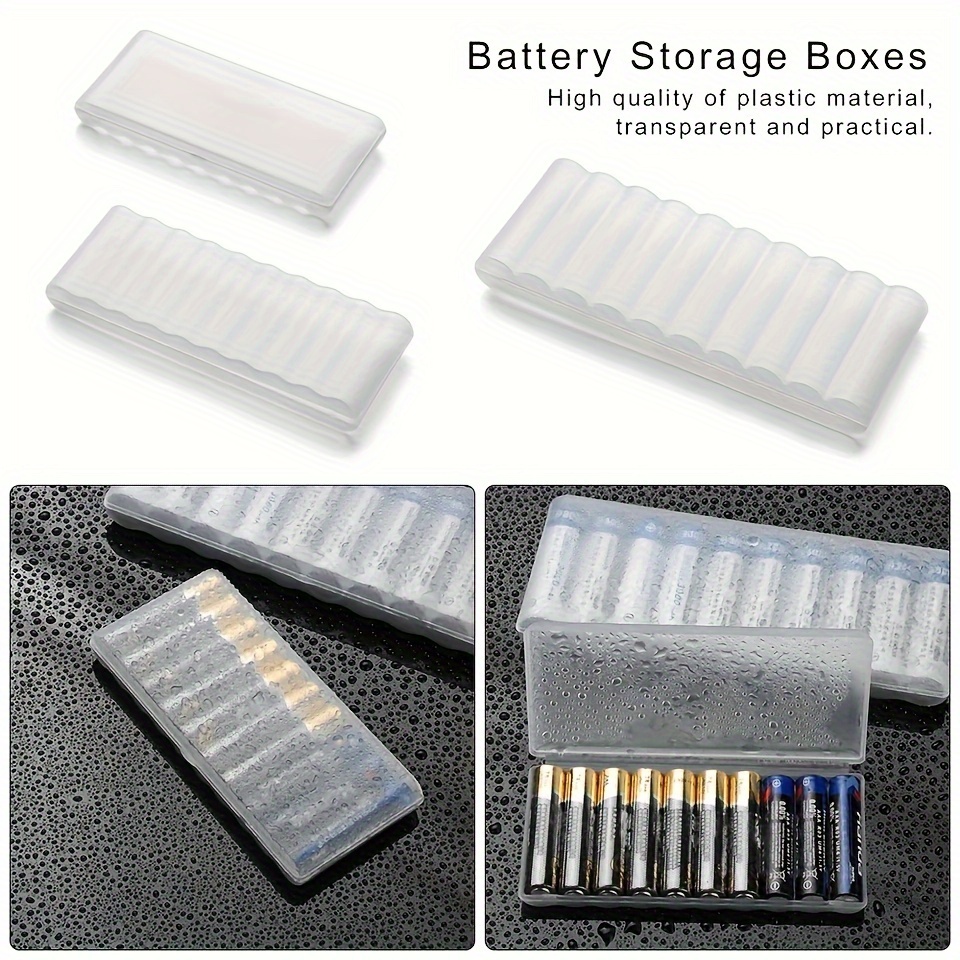 6 Pcs AA AAA Cell Battery Storage Case Holder Organizer Box Clear Hard  Plastic