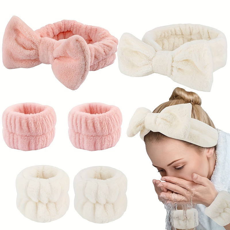 Stirnband & Handgelenk-Waschband Set – 12-teilig In Rosa, Weiß, Blau, Grau