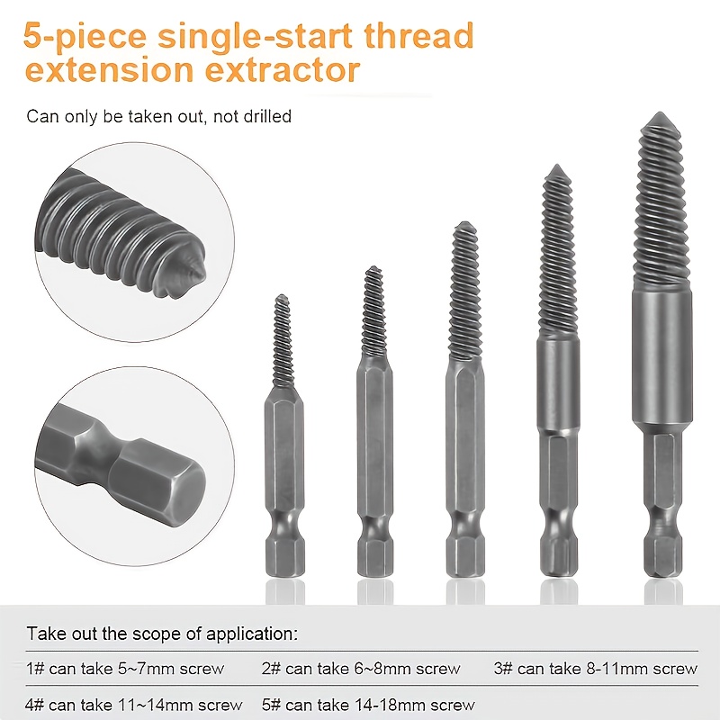 Buy UP TO DATE PRODUCTS Broken Bolt Extractor Kit, Pipe Screw Extractor Set,  Bolt Extractor Set Stripped Screw Remover,for M3-M19 (1/8-3/4) Thread  Broken Stud, Screw, Bolt Easy Back Out-5PCS Online at Best