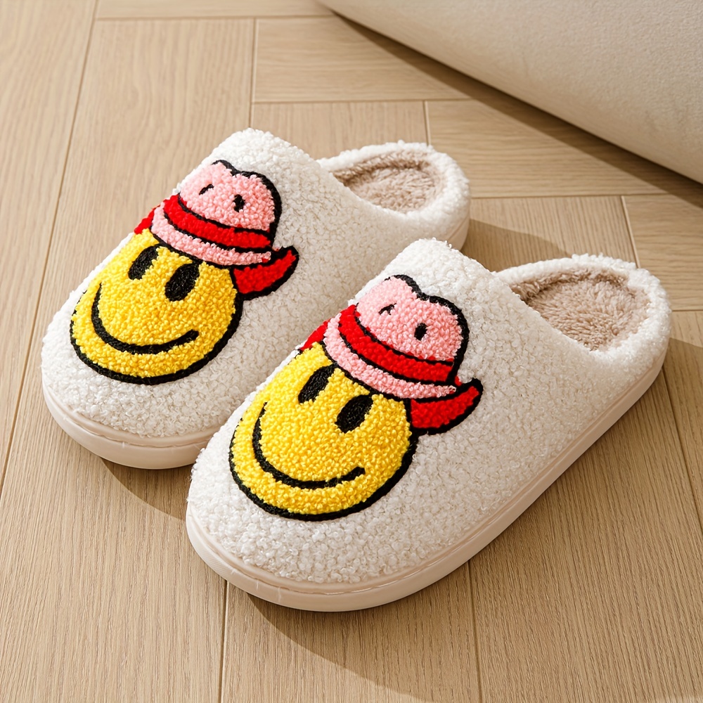 

Soft Plush Cozy Graphic Pattern Design House Slippers Anti-skid Slip-on Shoes Indoor For Men Winter Shoes