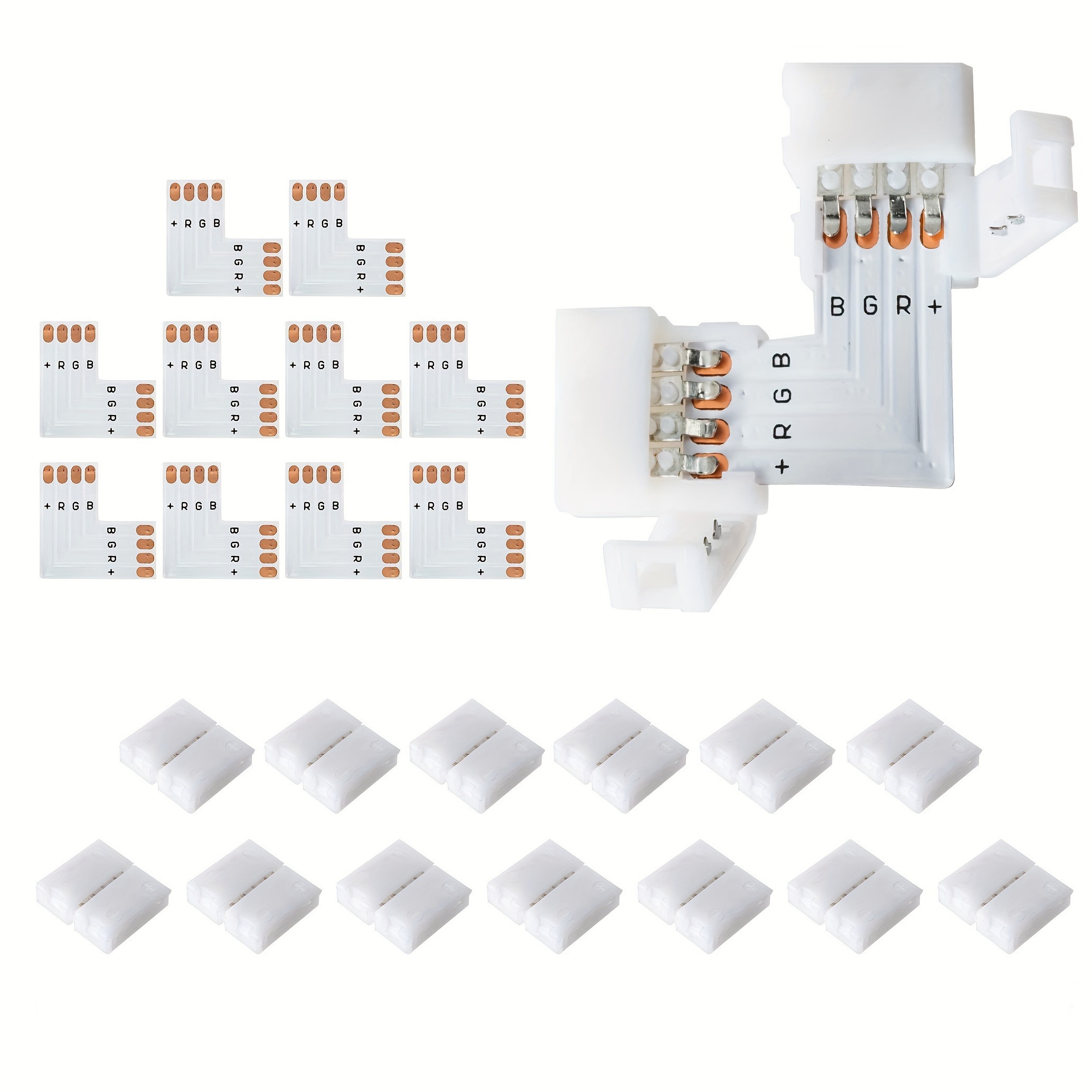 40 Pack Connecteurs de bande lumineuse LED RGB, connecteur rapide sans  soudure 4 broches 10mm sans soudure au fil, adaptateur étanche