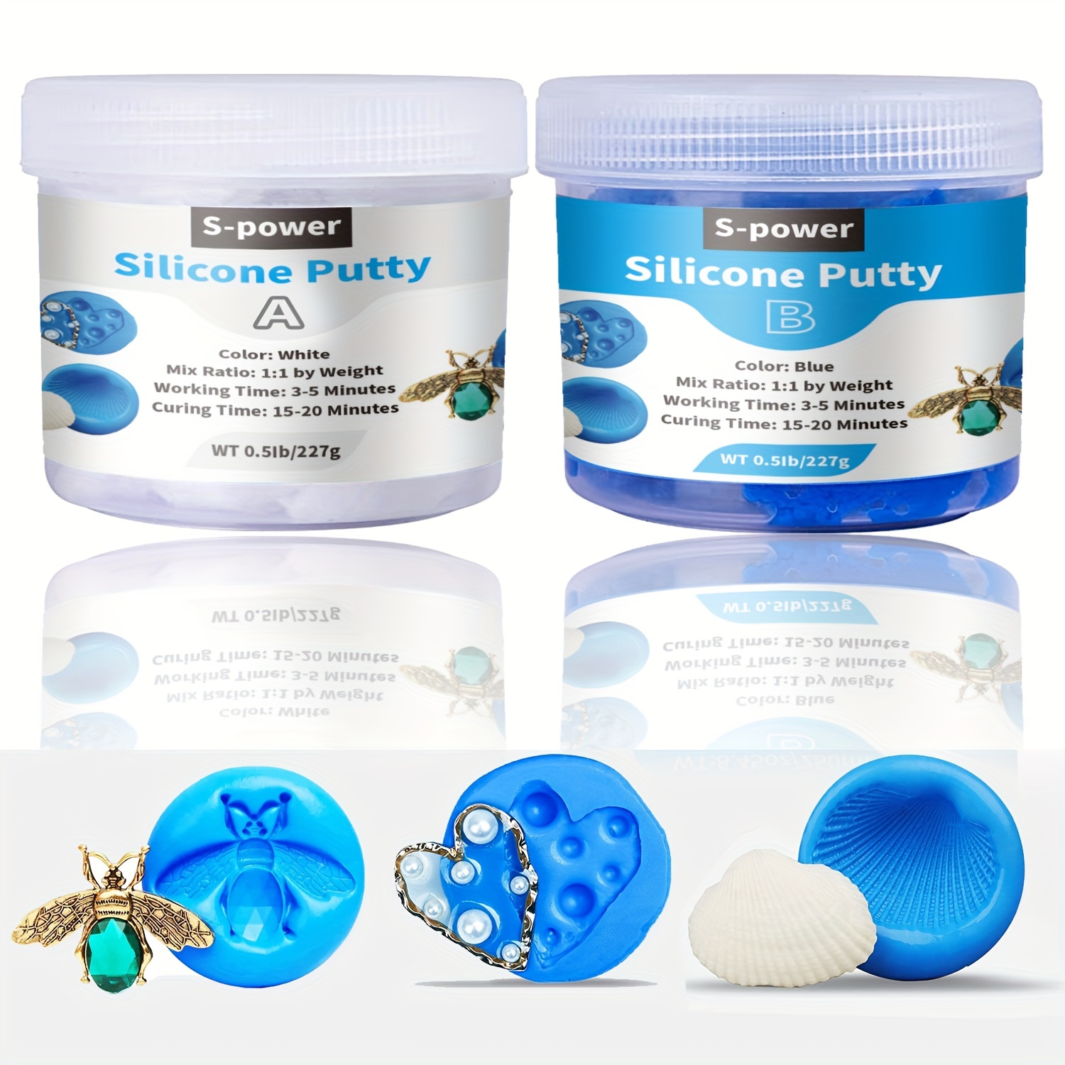 Blue Mix Silicone Putty Siligum - 2 Part Formula for Mold Making