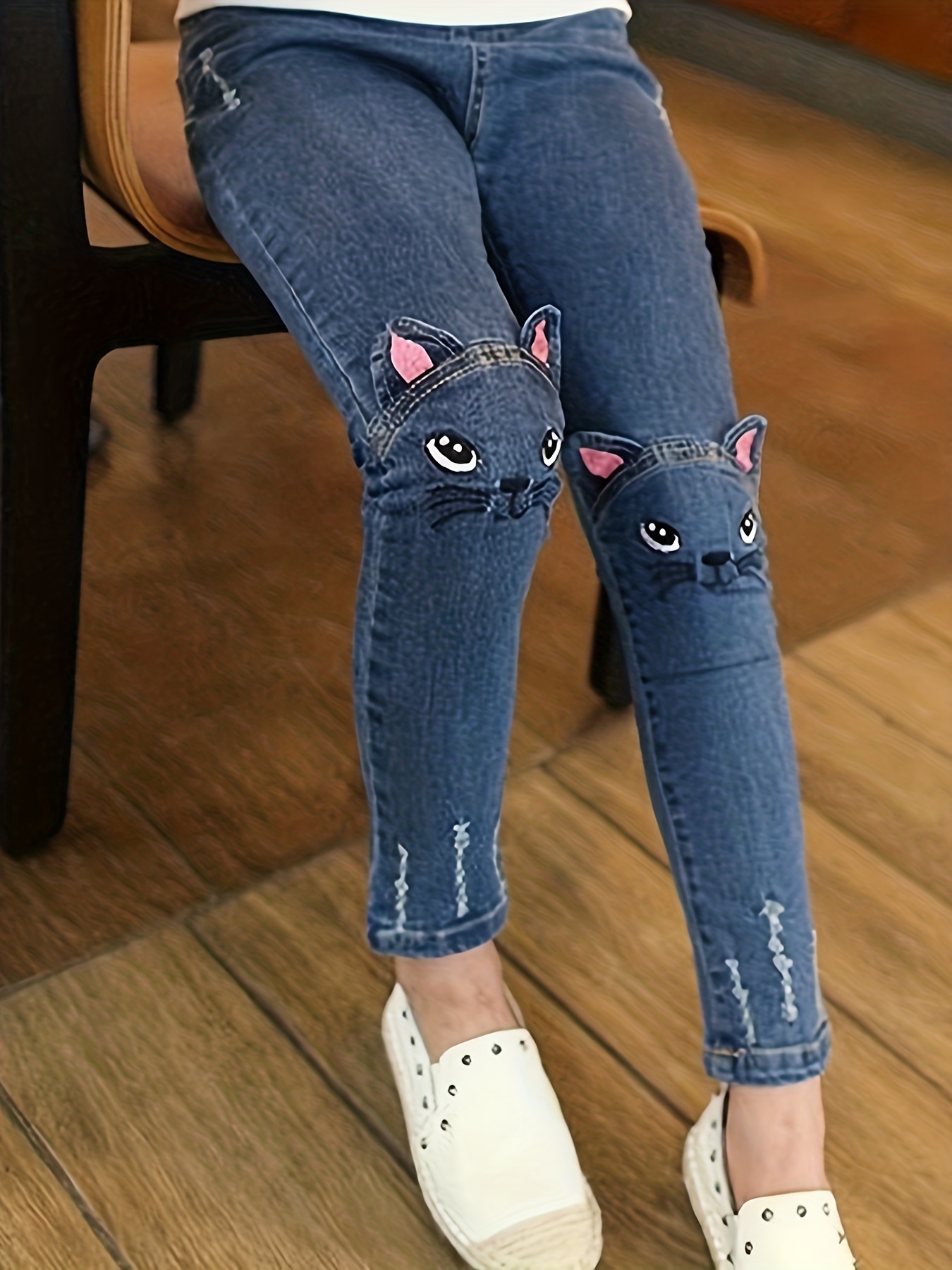 Girls Bunny Design Skinny Jeans Stylish Slim Fit Denim Pants - Temu