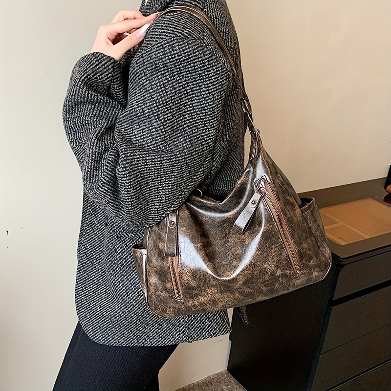 Bolsos grandes Mujer, Bolso Tote De Piel Pizarra