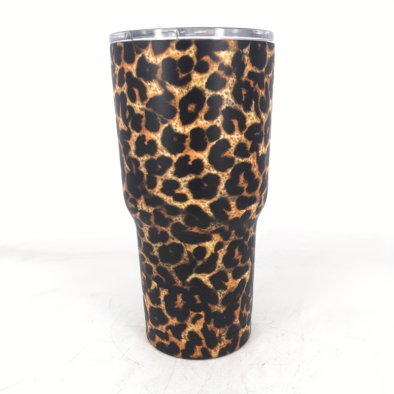 Leakproof Portable Creative Leopard Print Car Tumbler 304 - Temu