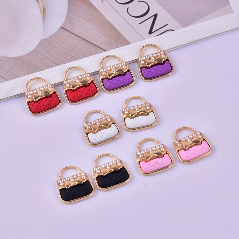 

10pcs Multicolor Alloy Pearl Bag Pendants Elegant Alloy Handbag Charms With Imitation Pearl Beads Jewelry Diy Pendant Earrings Necklace Jewelry Accessories