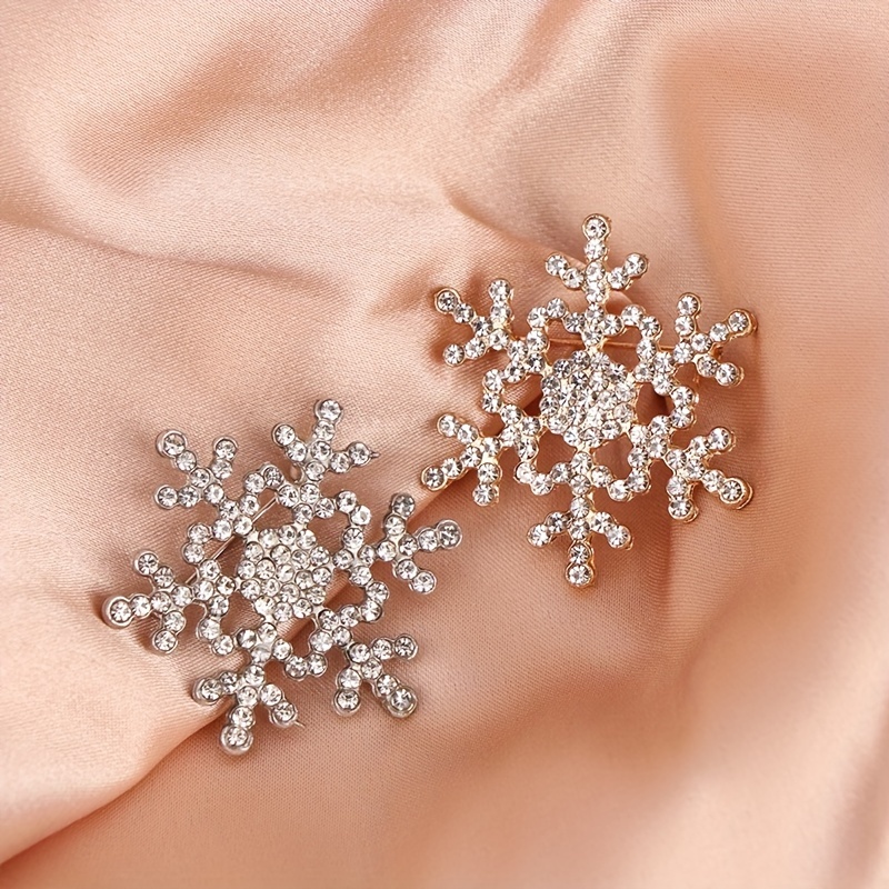 Snowflake Brooch Rhinestone Pins Christmas New Year Flower Party Brooch Gift for Men,Temu