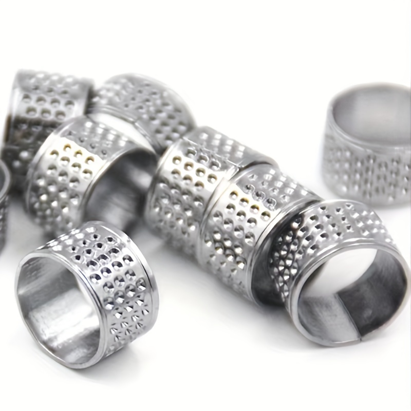 11 protectores de dedal de costura, dedal de dedo de metal ajustable, dedal  de cuero de silicona, dedal, dedal, anillo de dedal, acolchado y