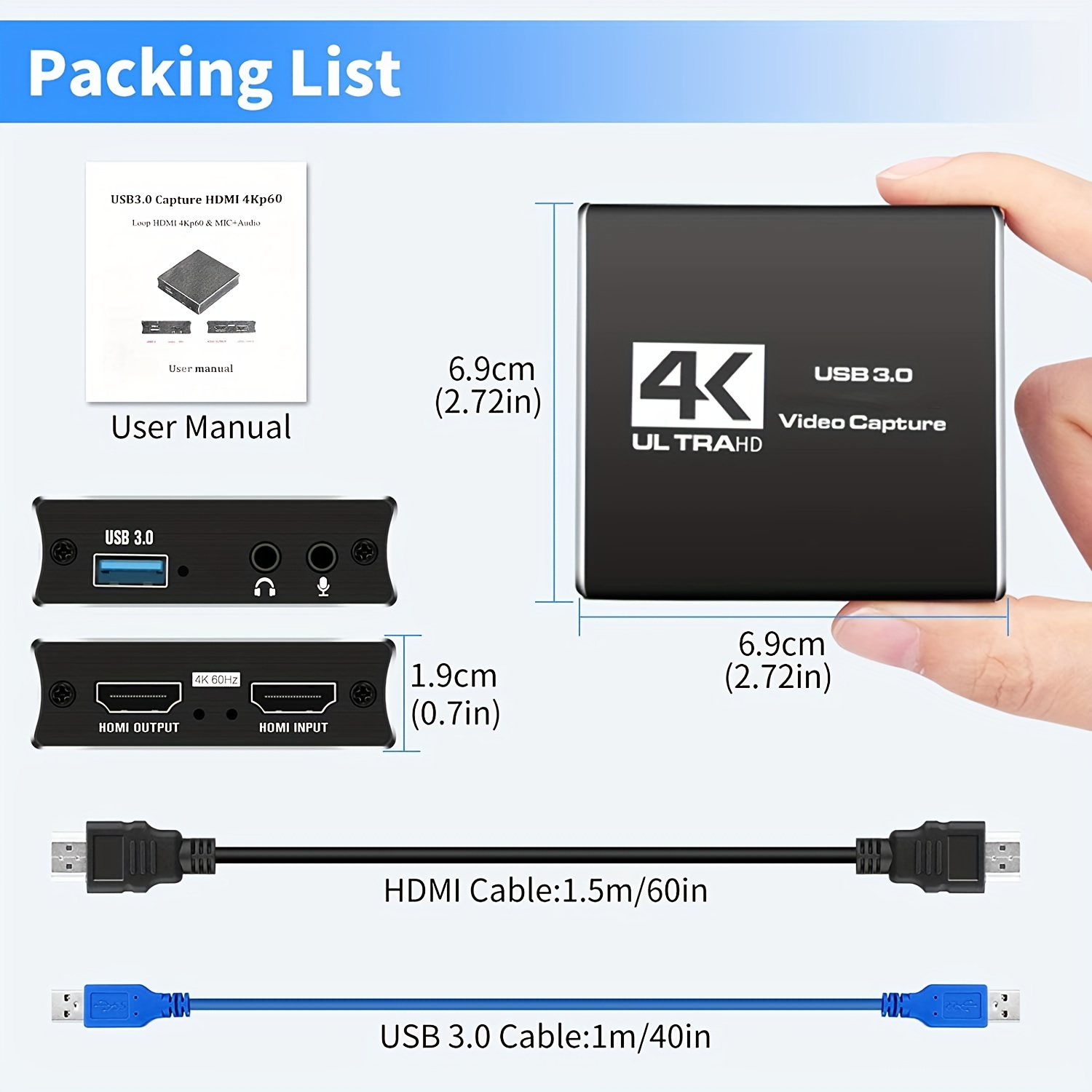 4K HDMI to USB Video Capture Card 1080P HD Recorder Game Video