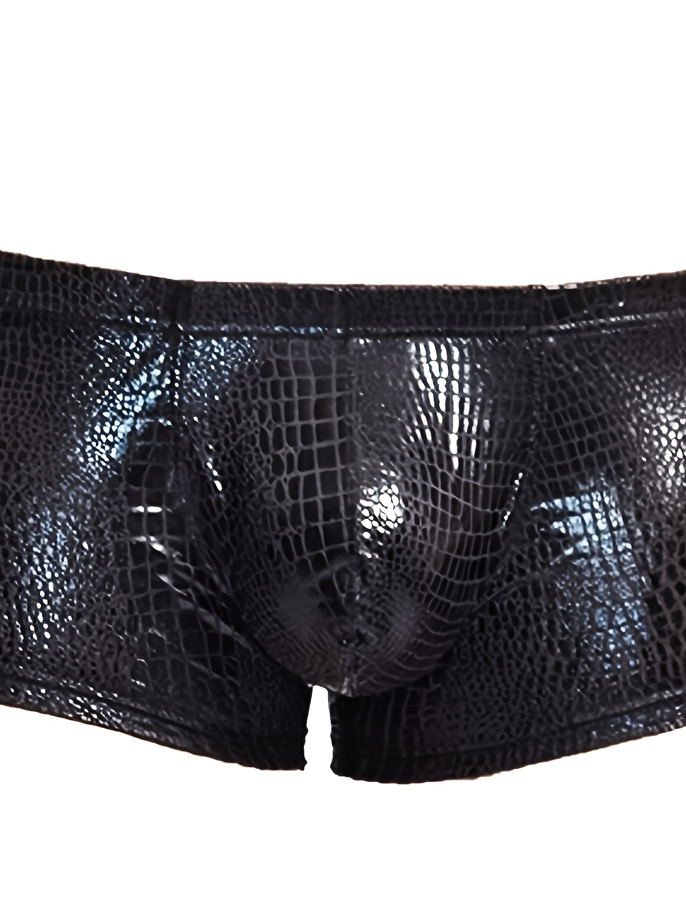 Custom Black Crocodile Skin Leather Underwear Men Breathbale