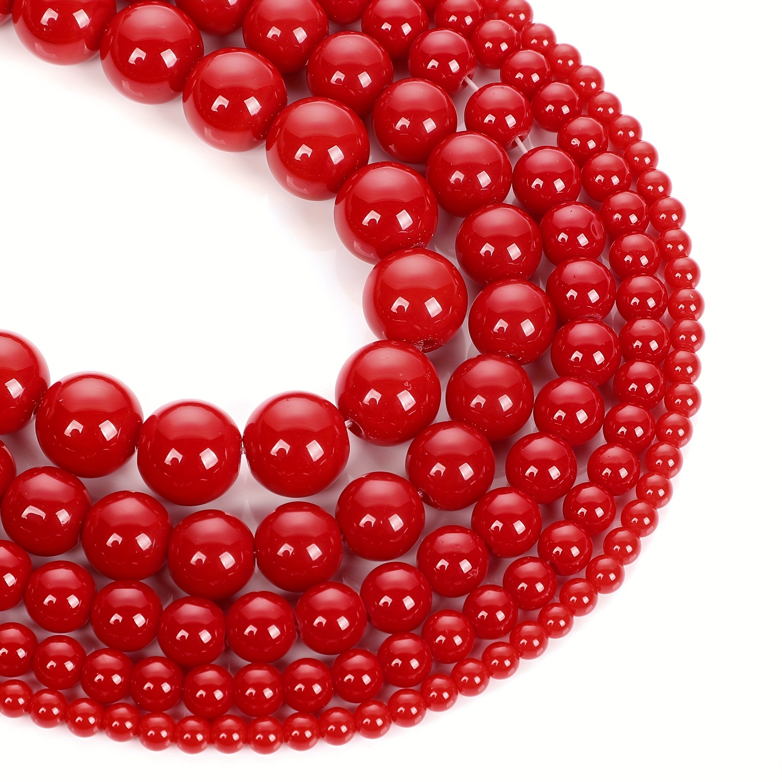 Natural Stone Red Coral Beads Round Loose Beads For Jewelry - Temu
