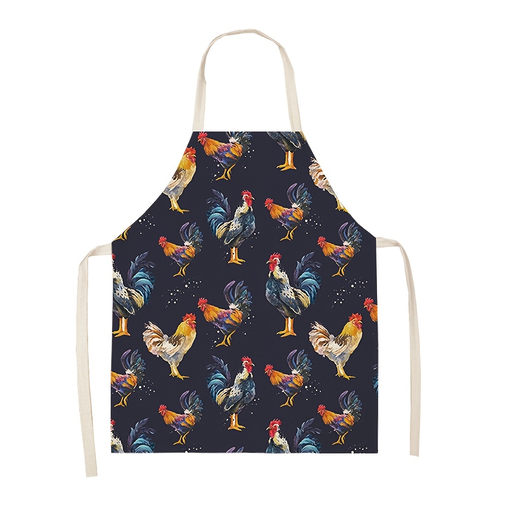 Delantal de lino de algodón estampado de gallo para adultos impermeables  baberos de cocina para hombres y mujeres