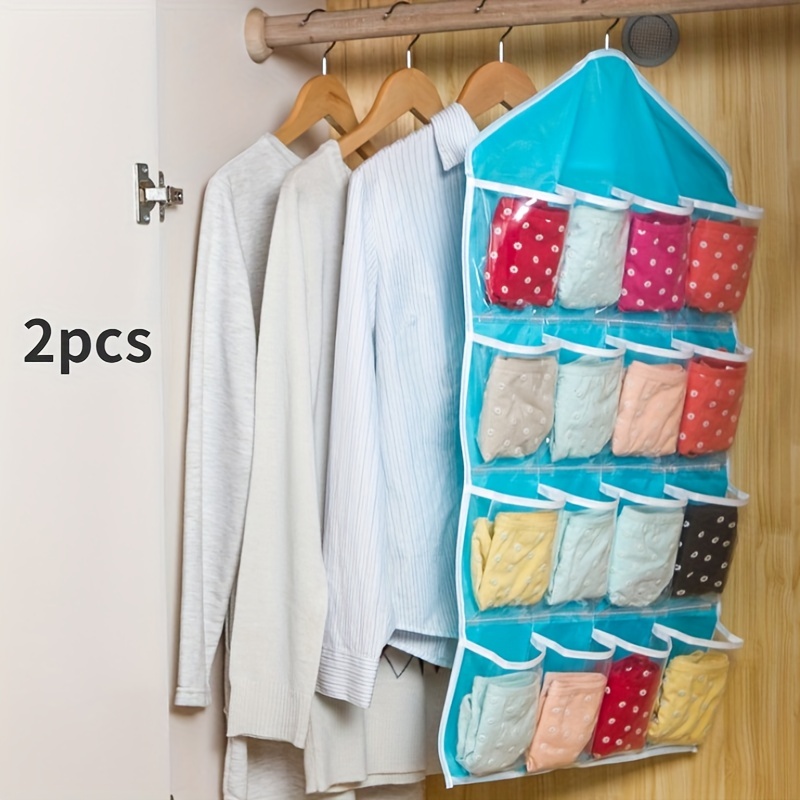 1/2pcs Happy home 16Pockets Clear Hanging Bag Socks Bra Underwear