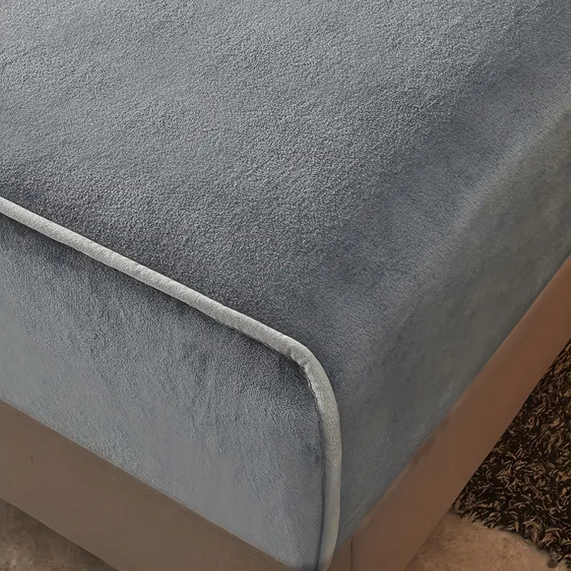 1pc soft luxurious milk velvet fitted sheet without pillowcase warm winter bedding mattress protector for bedroom guest room details 5