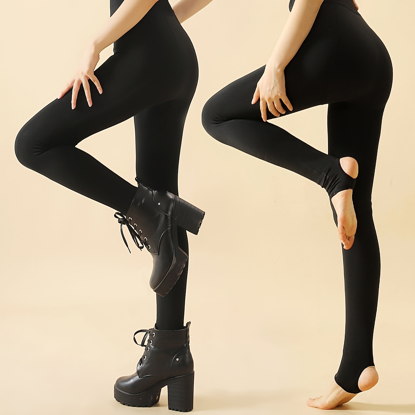 Opaque Elastic Tights High Waist Slim Leggings Pants Women's - Temu