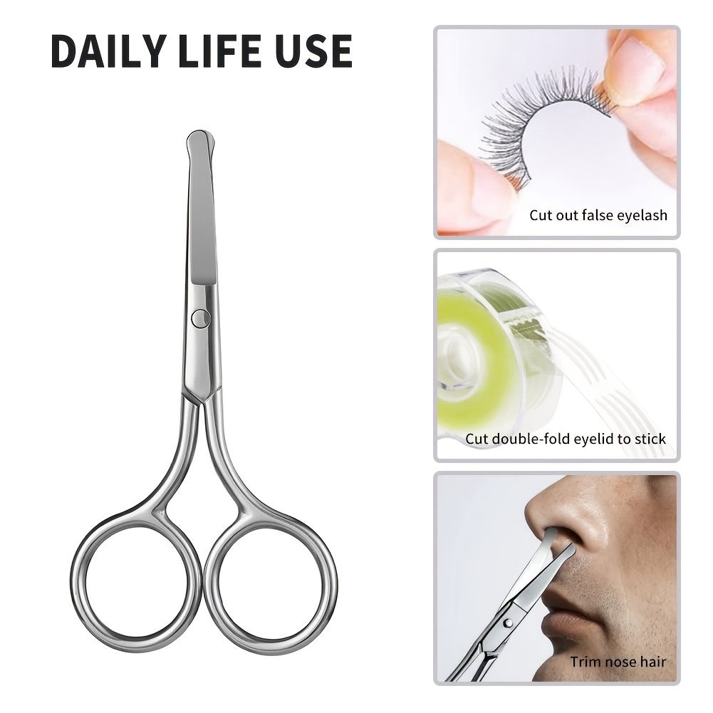 Nose Hair Scissors Rounded Tip Nose Ear Hair Trimmers For Moustache Facial  Hair Scissors - Beauty & Personal Care - Temu