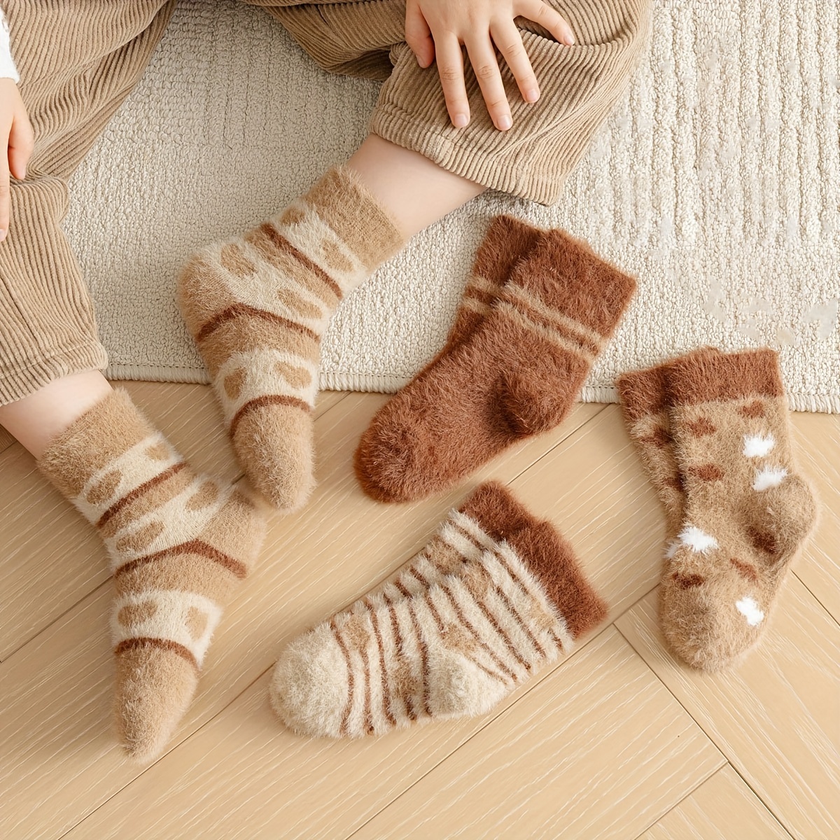 Enfants bébé garçon filles laine chaussettes épaisse Animal rayure