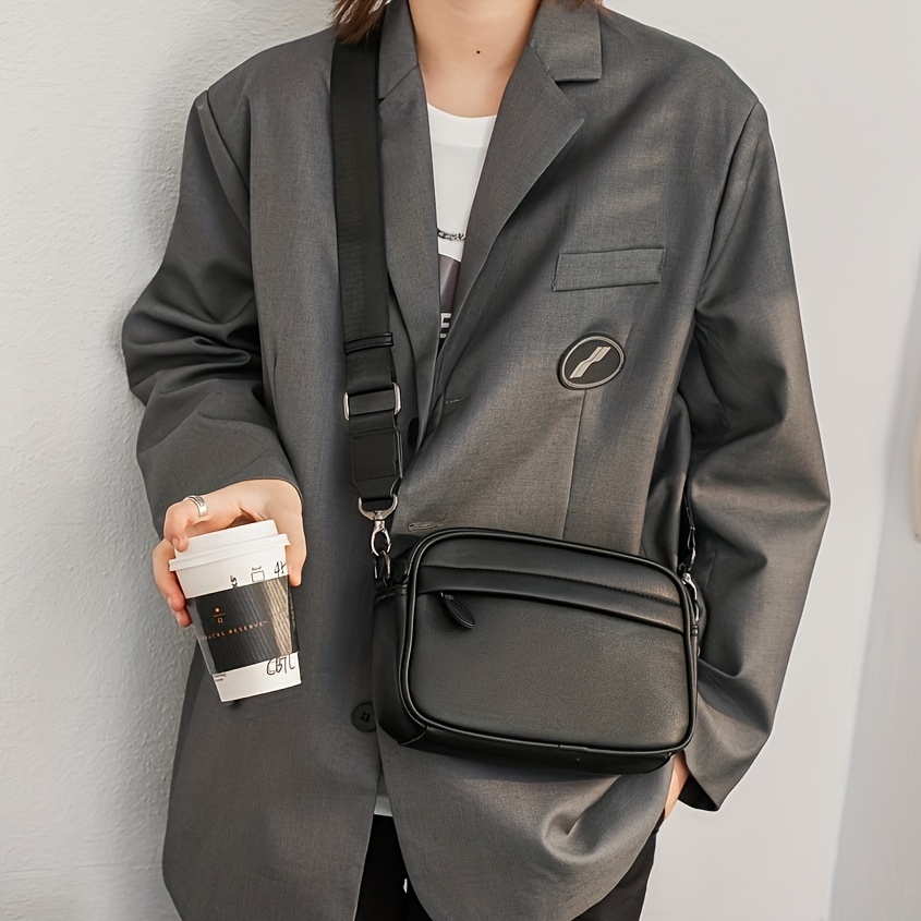 1pc herenmode casual zakelijke schoudertas, kunstleren vierkante crossbody messenger tas met verstelbare riem voor dagelijks gebruik, crossbody tas, postbezorging, klein 5