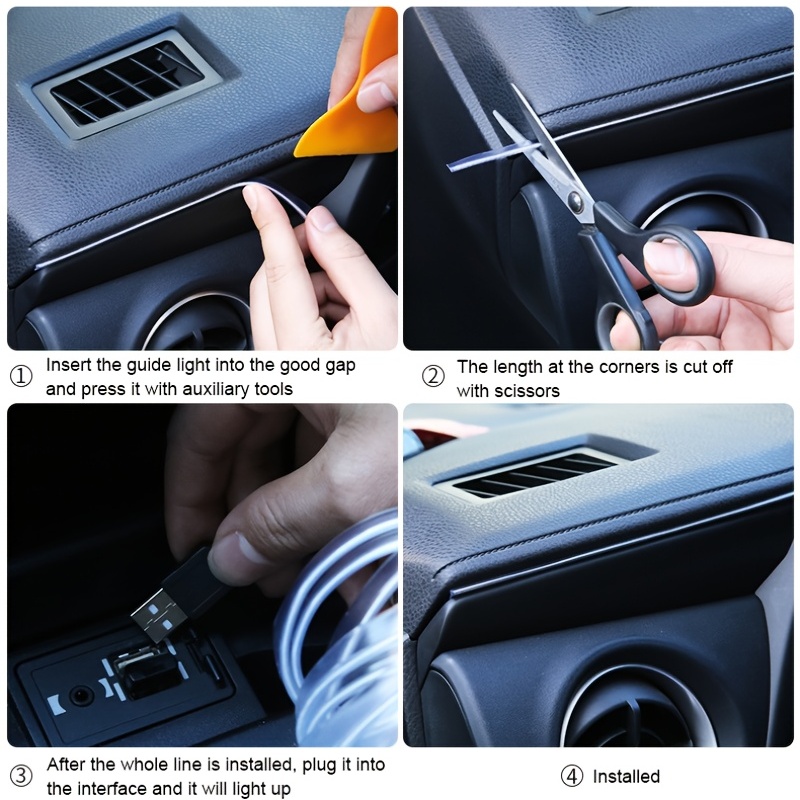 3M / 5M éclairage intérieur de voiture LED bande décoration guirlande câble  Line Line lumière flexible au néon avec lecteur de cigarette Couleur:  Orange 5M lecteur de cigarette : : Auto et