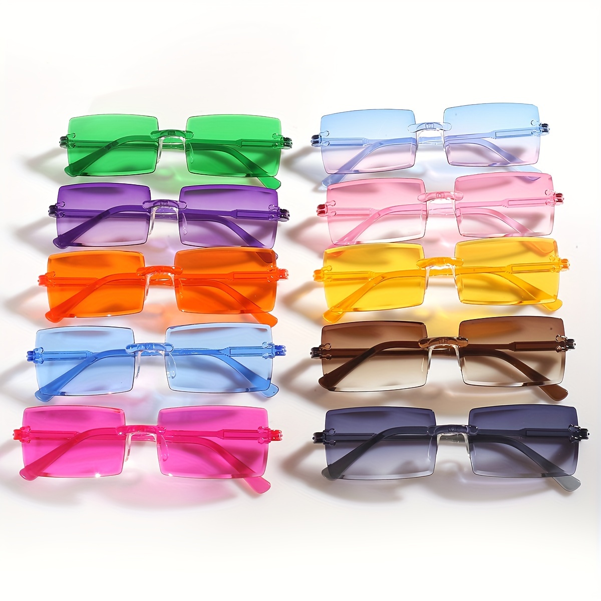 

5pcs Candy Color Rectangle Fashion Glasses For Women Men Hiphop Rimless Fashion Sun Shades For Beach Party Club