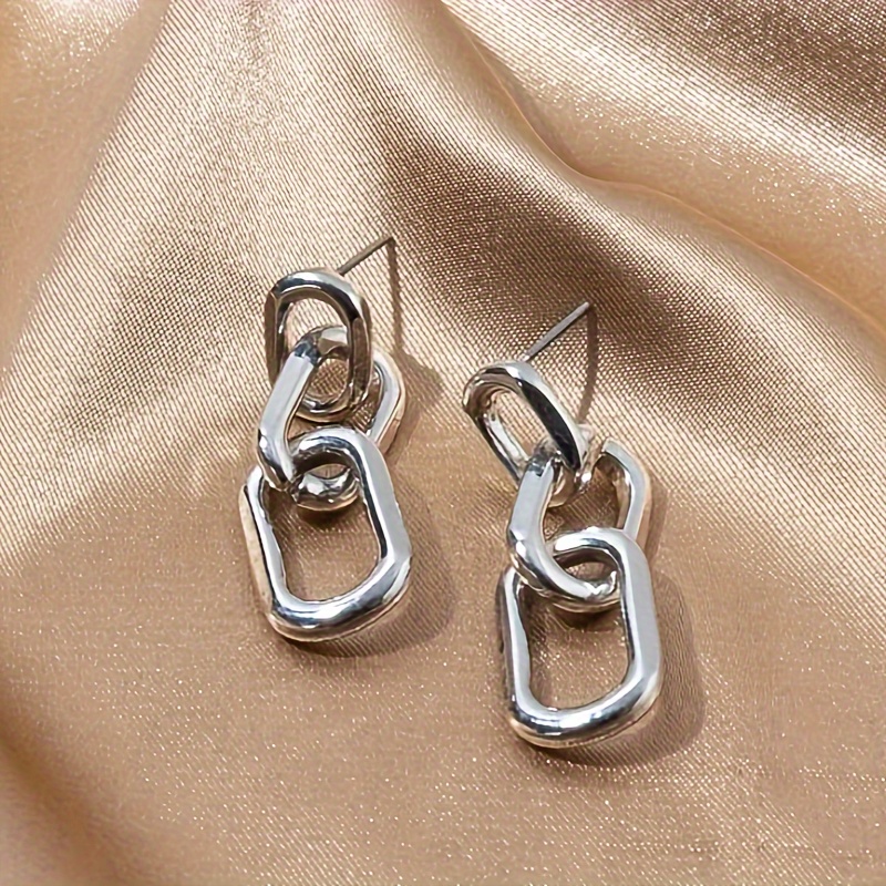 Minimalist Zinc Alloy Golden Chain Earrings