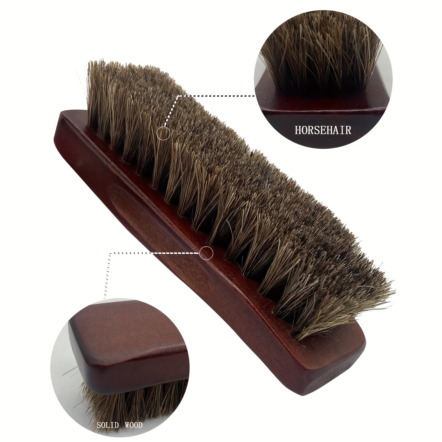 1pc Horse Hair Brush Shoe Brush Care Cleaning Dust Polishing Brush