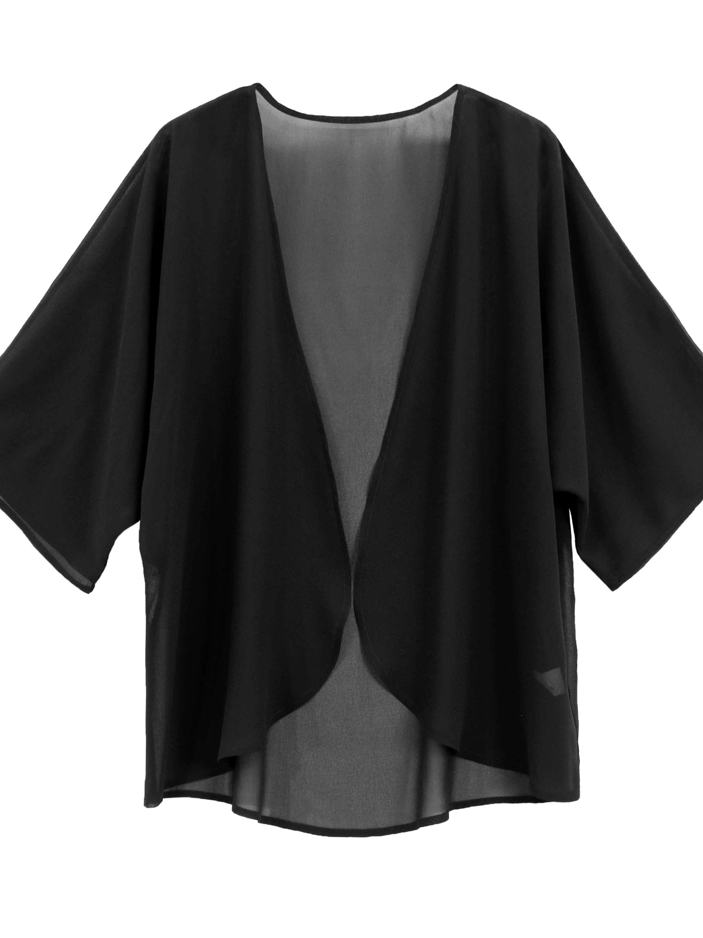 Half Sleeve Cover Shirt Sheer V Neck Solid Color See Chiffon - Temu Canada
