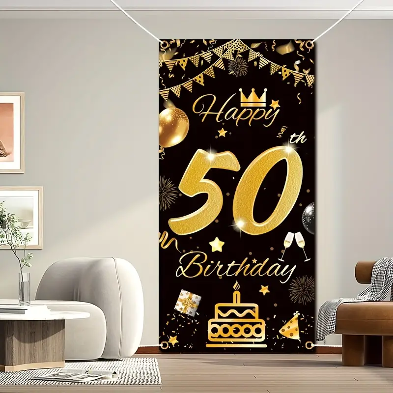 50 cumpleaños decoración fiesta decoración para mujer cartel de tela cartel  para el 50 aniversario fondo Banner 50 cumpleaños fiesta entregas cumpleaños  decoración de fiesta : : Hogar y cocina