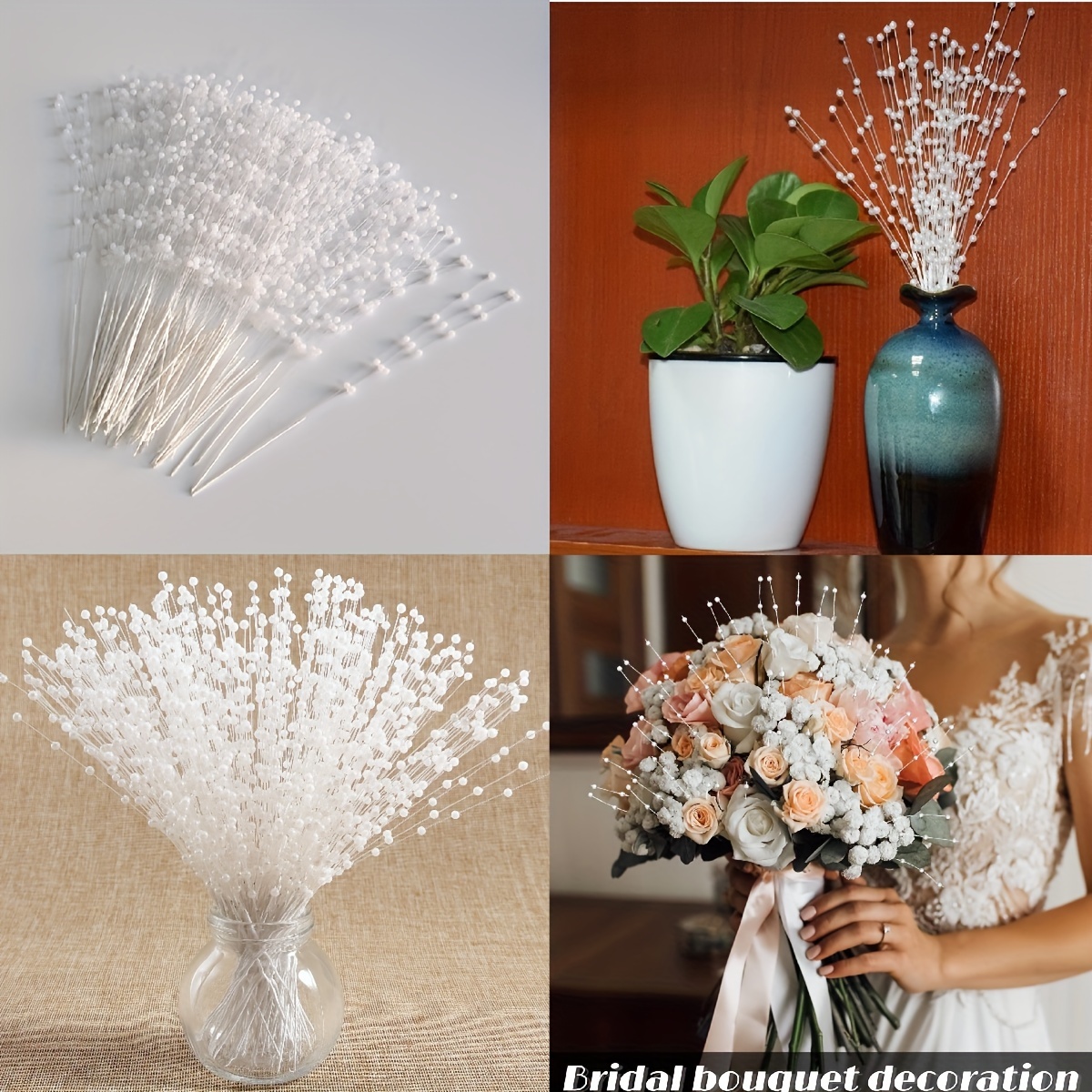 Faux Pearl Spray Bead Wedding Bouquet Holiday Flowers Wire - Temu