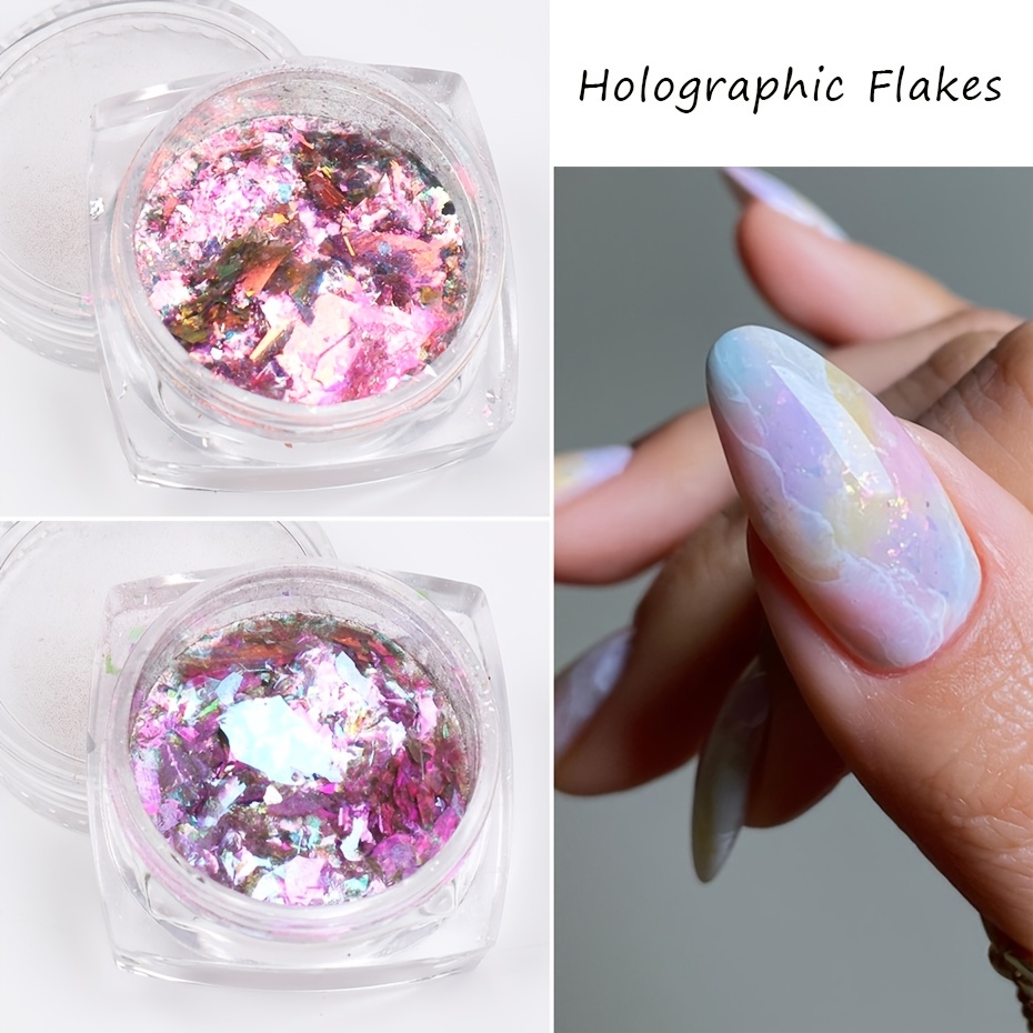  1 caja de lentejuelas para uñas Aurora AB Color Paillette  Mermaid Nail Flakes Glitter Manicura Estrella Corazón Redondo Slider-Nail  Glitter Flakes para uñas - Escamas de purpurina de uñas holográfica-Arte de