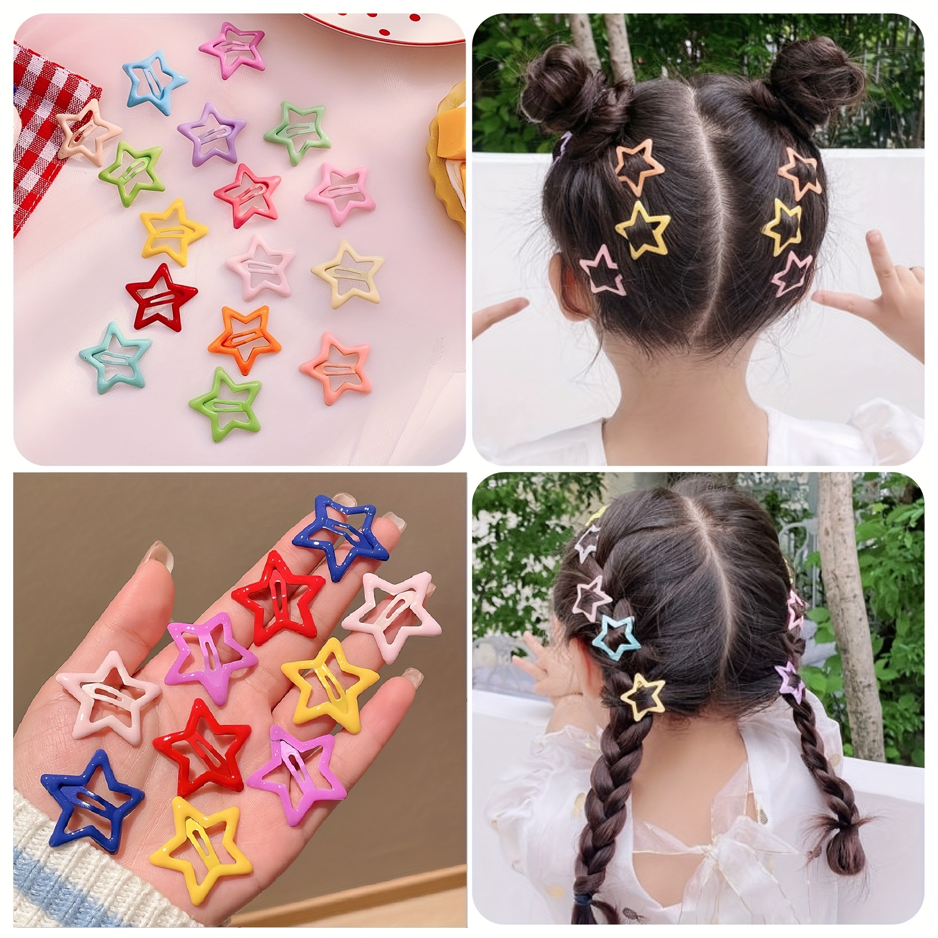 Temu 10/20/30pcs Hair Snap Clips for Girls No Slip Candy Colors Snap Hair Clips, Bobby Pins, Hairpins Hair Clips for Kids Children, Christmas Gifts