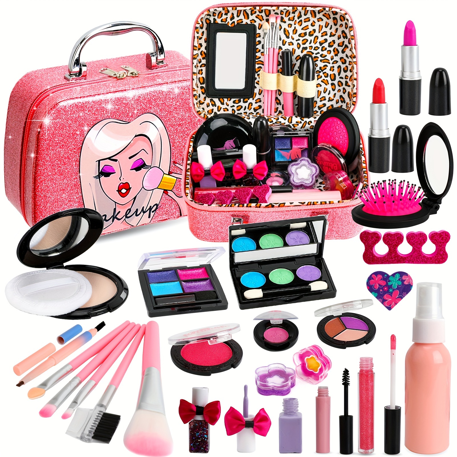 Real Makeup Girl Toys,Kids Makeup Kit for Girls - Tween Makeup Set for Girls, Non Toxic, Play Girls Makeup Kit for Kids - Top Birthday for Ages 5, 6