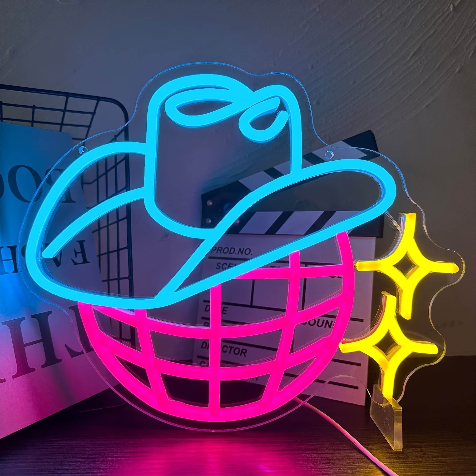 Cowboy Disco Ball Neon Sign Cowboy Girl Led Neon Light Wall - Temu