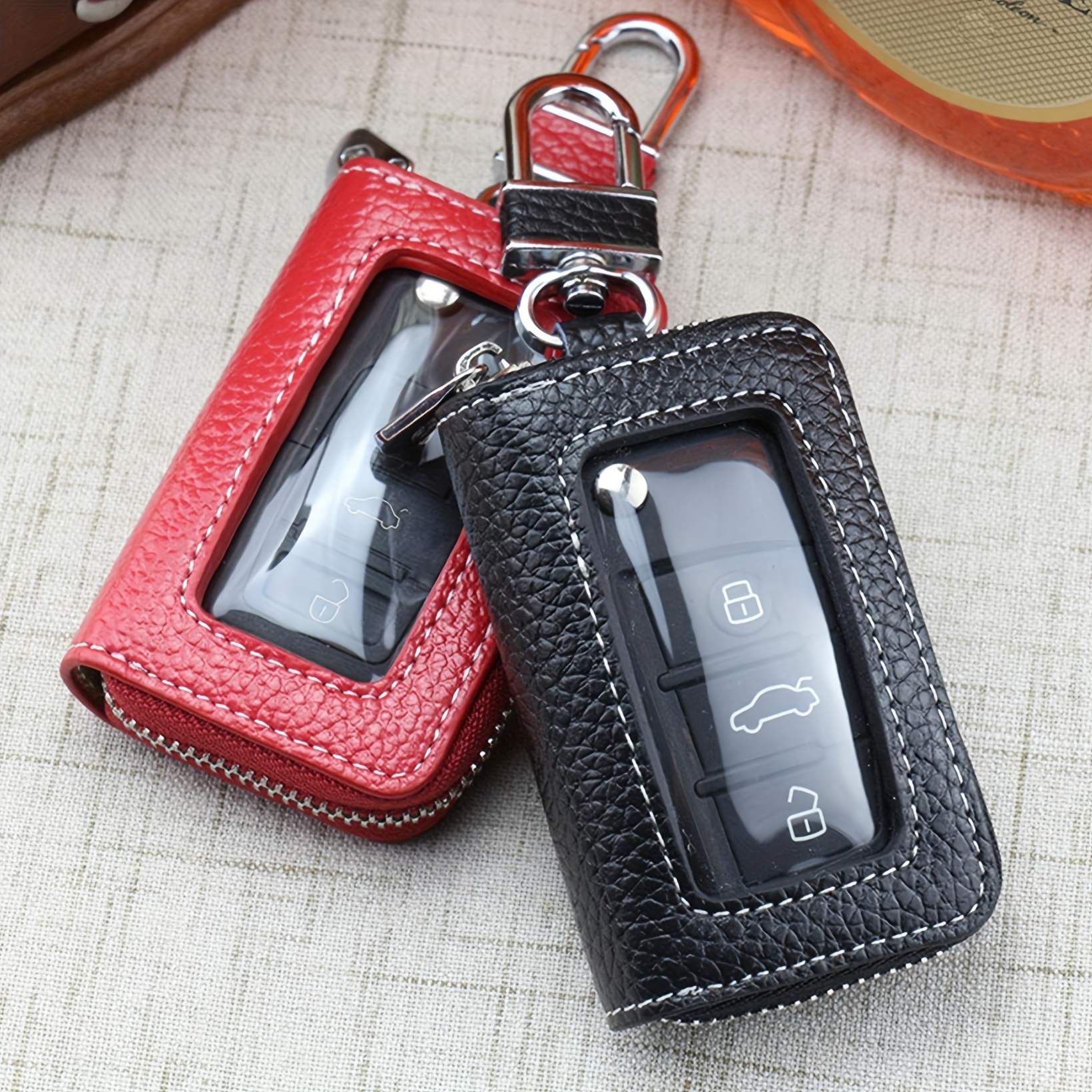 Men's Trendy Mini Leather Key Holder, Minimalist Keychain Case Wallet - Temu