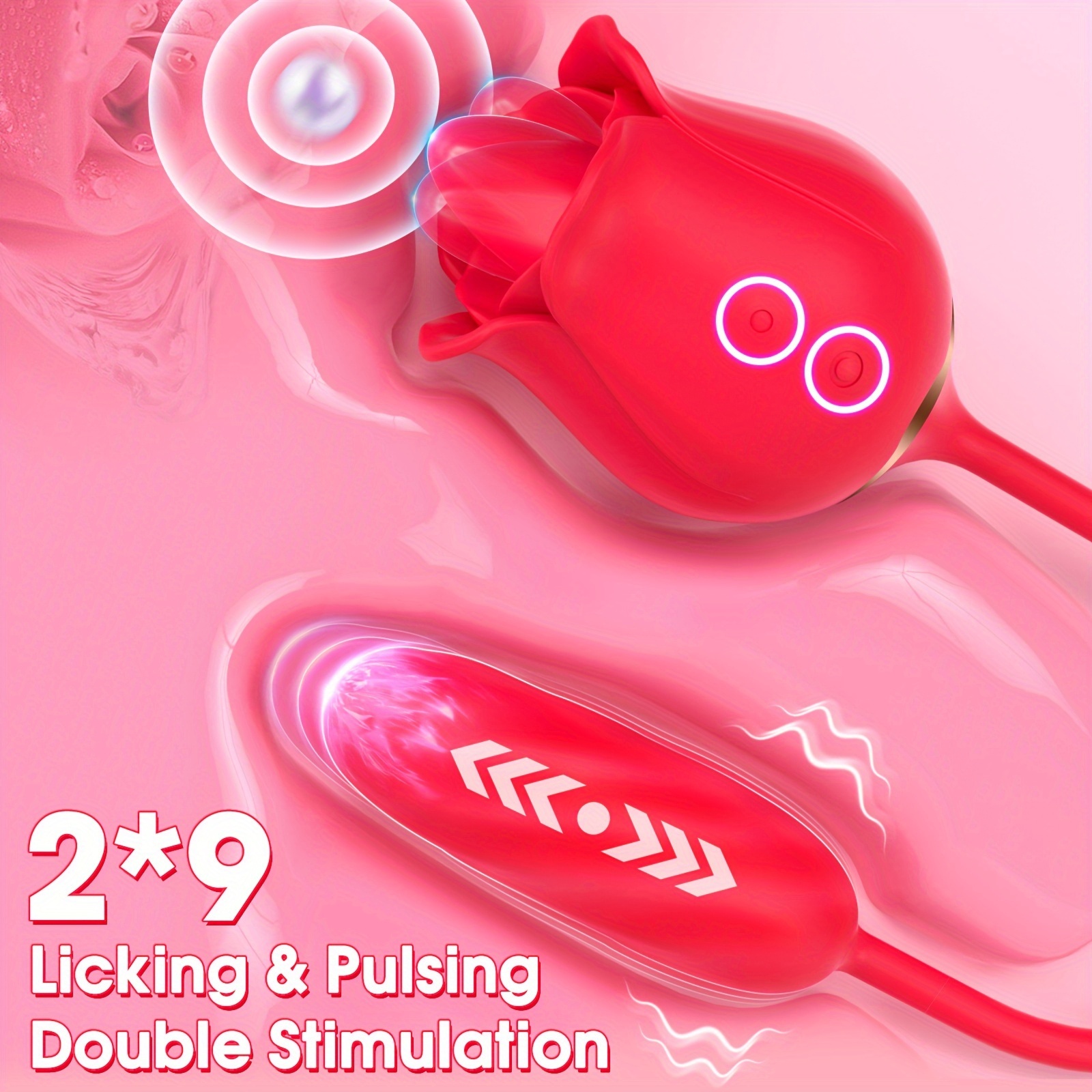 Rose Sex Toys Vibrator for Women,3 in 1 Tongue Licking Thrusting Dildo G  Spot Vibrators Adult Rose Toy with 9 Vibration Modes Clitoral Stimulator