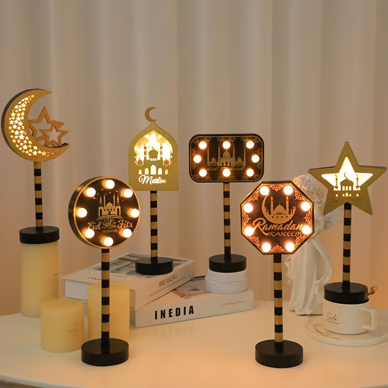 Ramadan Lampe décorative Eid Mubarak Décoration Ramadan LED Lune