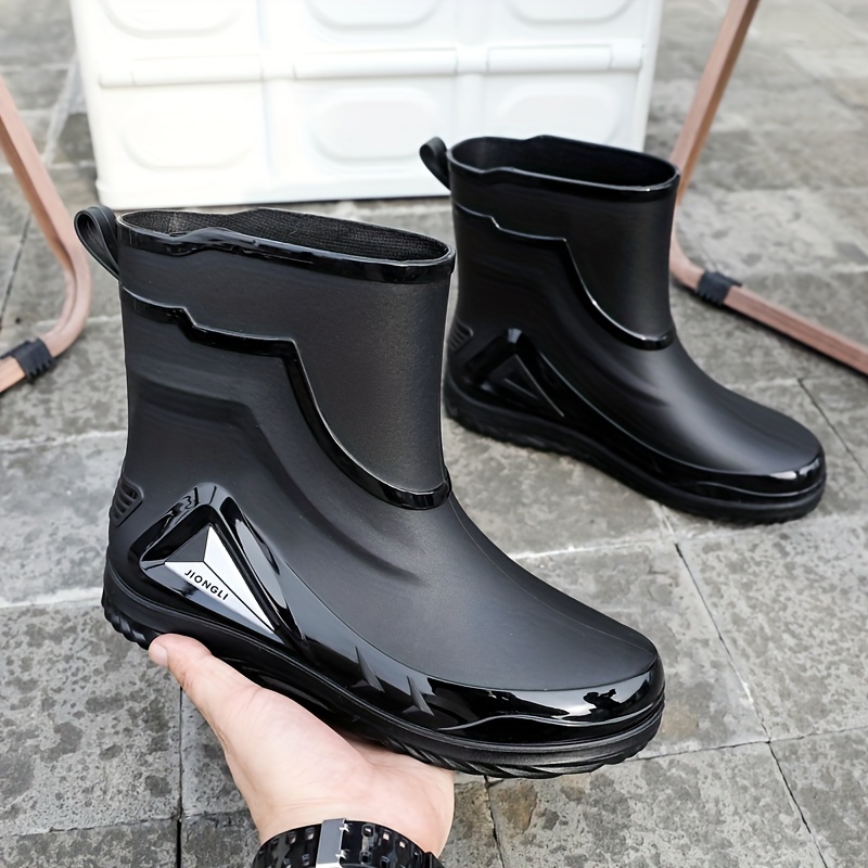 Tenmix Women Men Rain Boots Anti-slip Waterproof EVA Chef Fishing Kitchen  Garden Slip On Shoes Black Drawstring
