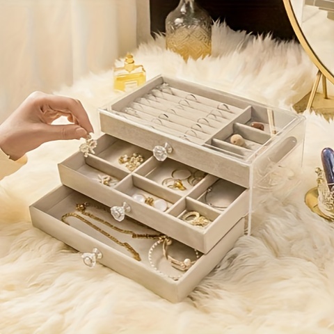 Caja de cajón transparente con 6 cajones, organizador de escritorio,  organizador transparente, caja de almacenamiento de joyas, cajón  transparente