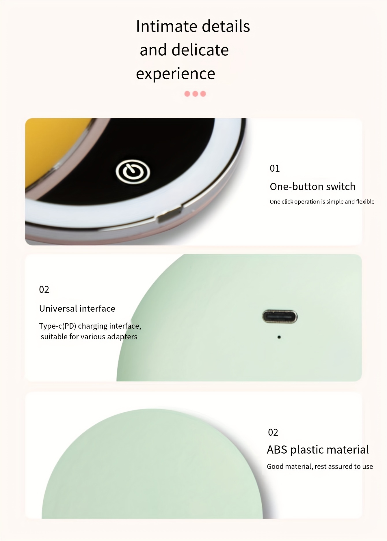 High-Definition 2X Mirror Magnification Patch Mirror Three Level Dimming Portable Flip Cover Circular Folding LED Makeup Mirror with One Side Enlarged 2X 5X Beauty Mini USB Light Emitting Charging Small Mirror Korean Magnifying Makeup Mirror