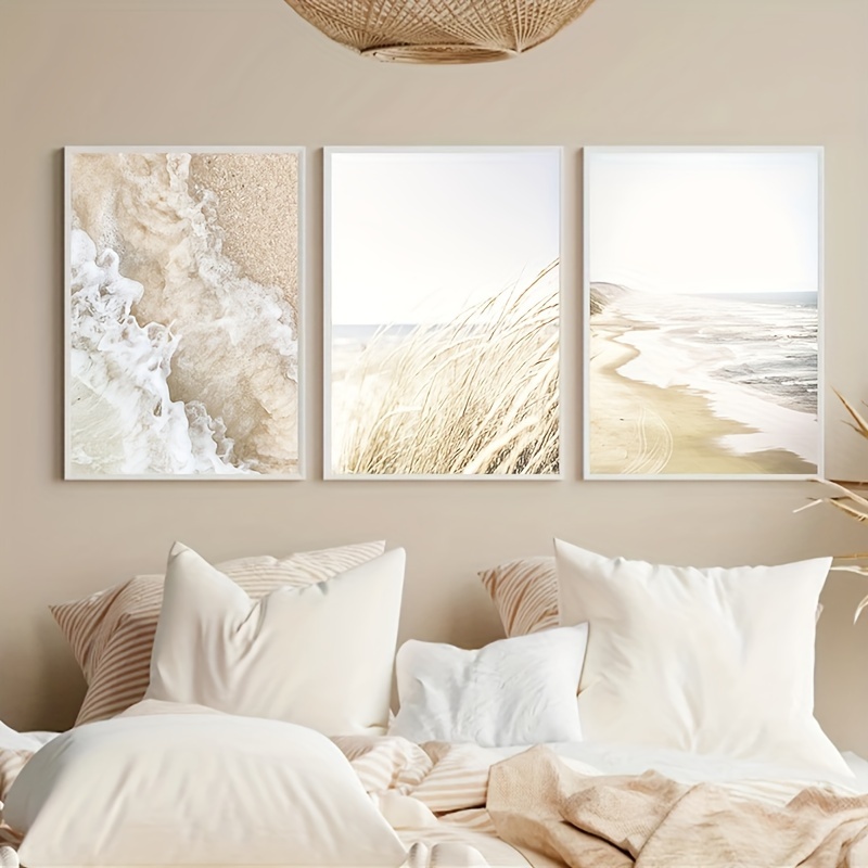 1pc Framed Coastal Canvas Print Poster Beach Seashell Canvas Wall